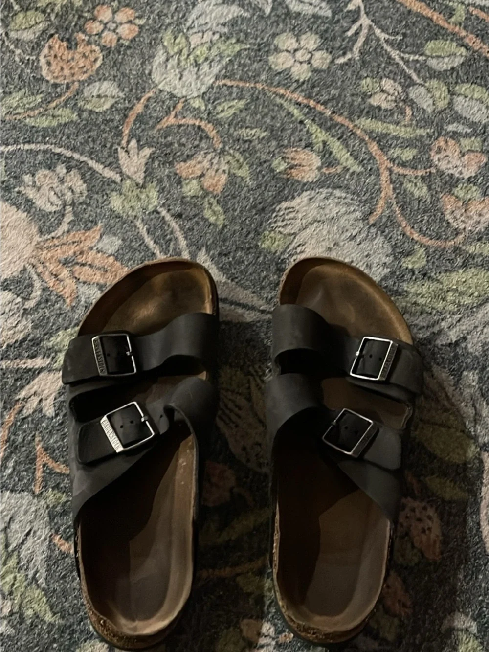 Men's Double-Buckle Slide Sandals in Black